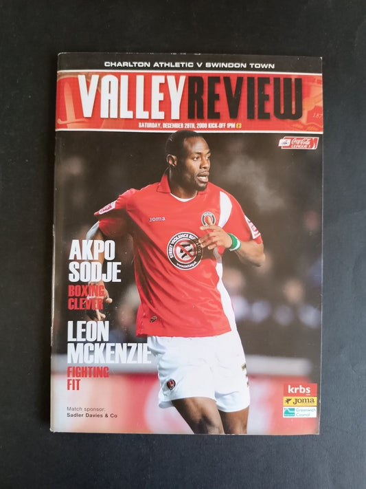 programma calcio Charlton Athletic vs Swindon Town 2008