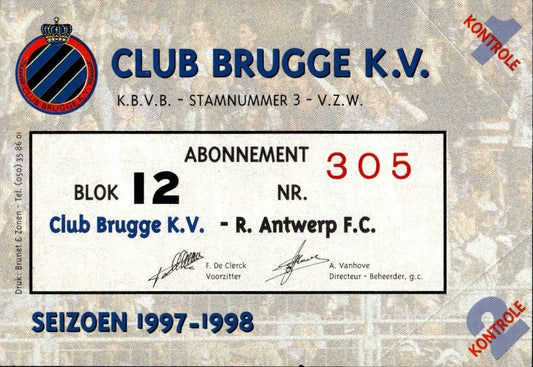 biglietto stadio Club Brugge KV vs R.Antwerp 1997-98