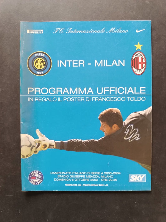 programma Ufficiale INTER MILAN 5 ottobre 2003