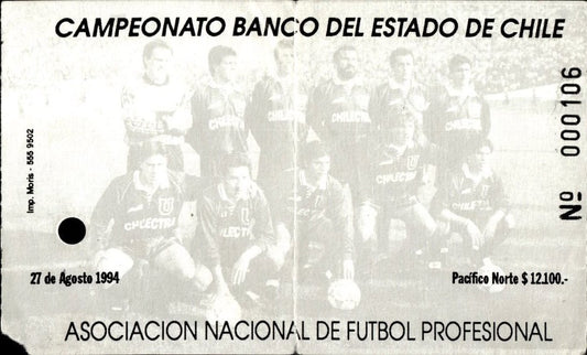 biglietto stadio CAMPEONATO BANCO DEL ESTADO DE CHILE N 106