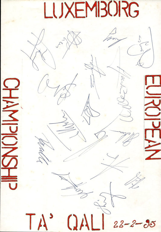 foglio con autografi orginali Lussemburgo 1995