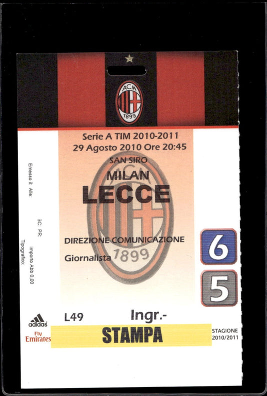 Biglietto stadio  Calcio Milan Lecce 2010/2011 Stampa