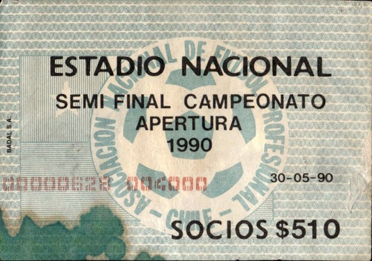 biglietto stadio ESTADIO NACIONAL SEMI FINAL CAMPEONATO 30/05/1990