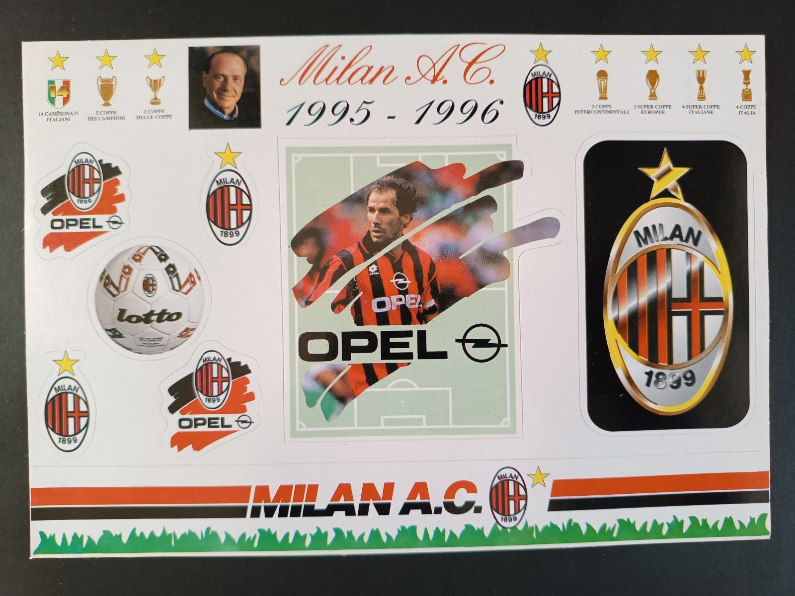 Adesivo MILAN - Composizione Berlusconi e Baresi  1995-1996