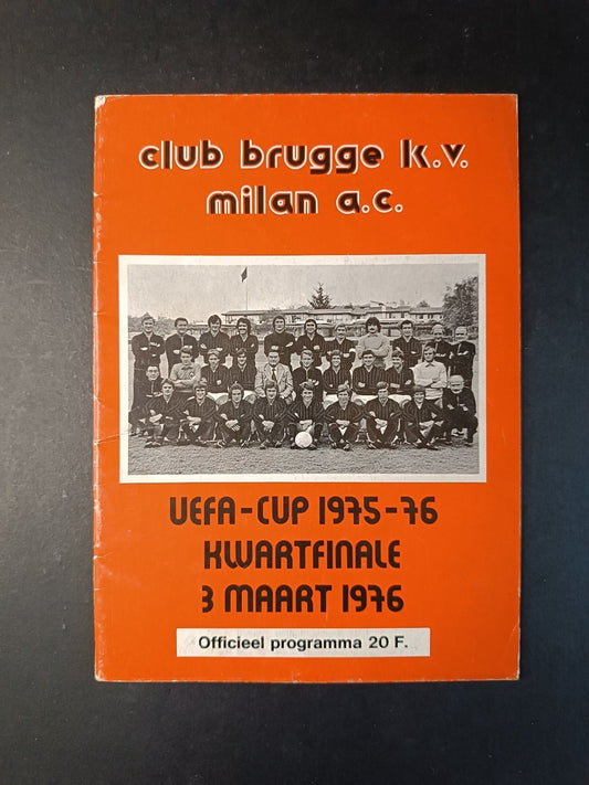 programma BRUGGE- MILAN UEFA CUP 1975-76 (olandese)