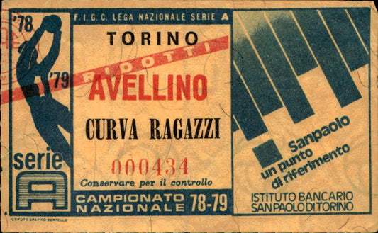 biglietto Ticket Stadio Torino Avellino Campionato Nazionale 78-79