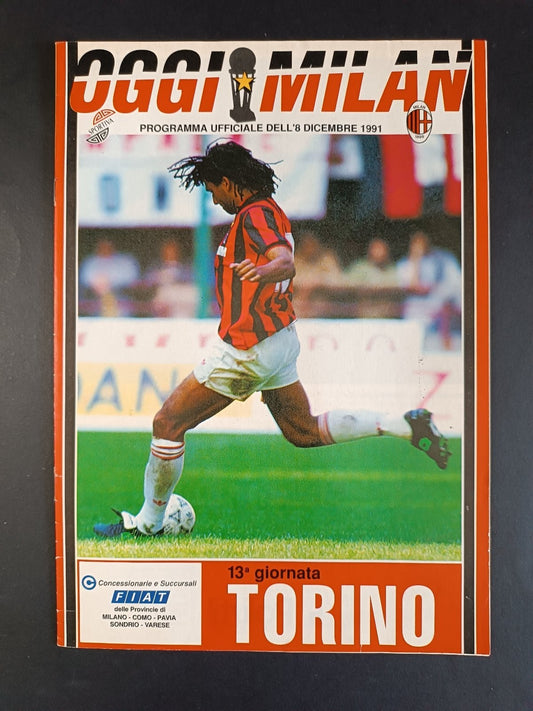 programma ufficiale OGGI MILAN  8 dic  1991 Cremonese 13� giornata Gullit