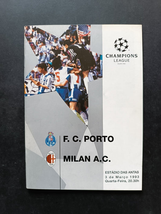 programma Ufficiale Champions League PORTO MILAN 3 marzo 1993 (spagna)