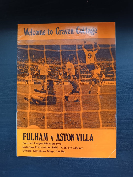 programma calcio Fulham V Aston Villa 2 1974