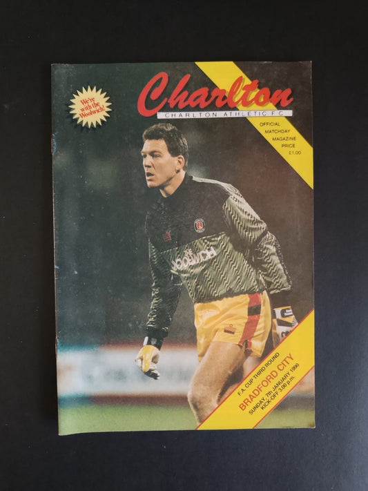 programma calcio Charlton Athletic vs Bradford C. 1990