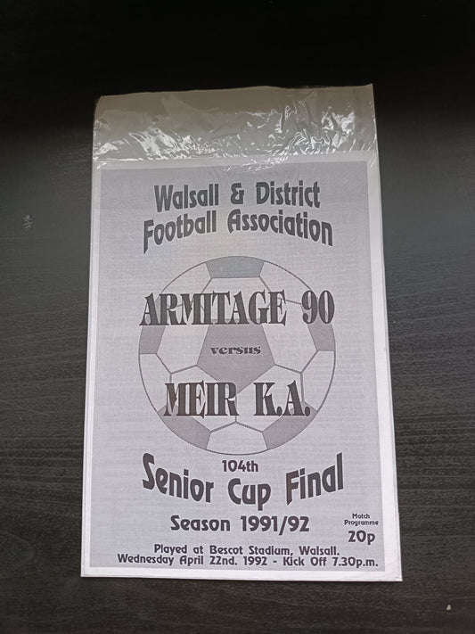 programma calcio Armitage 90 V Meir K.A. 22nd 1992