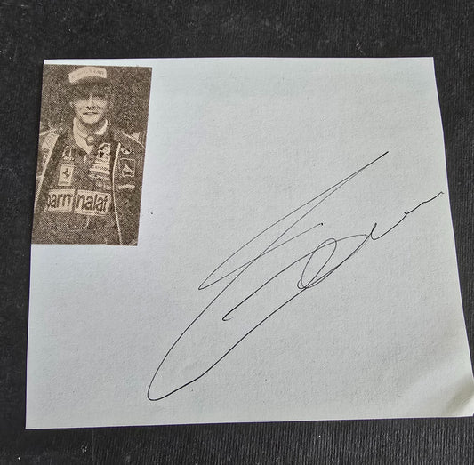Autografo autograph originale su foglietto Niki Lauda automobilismo bis