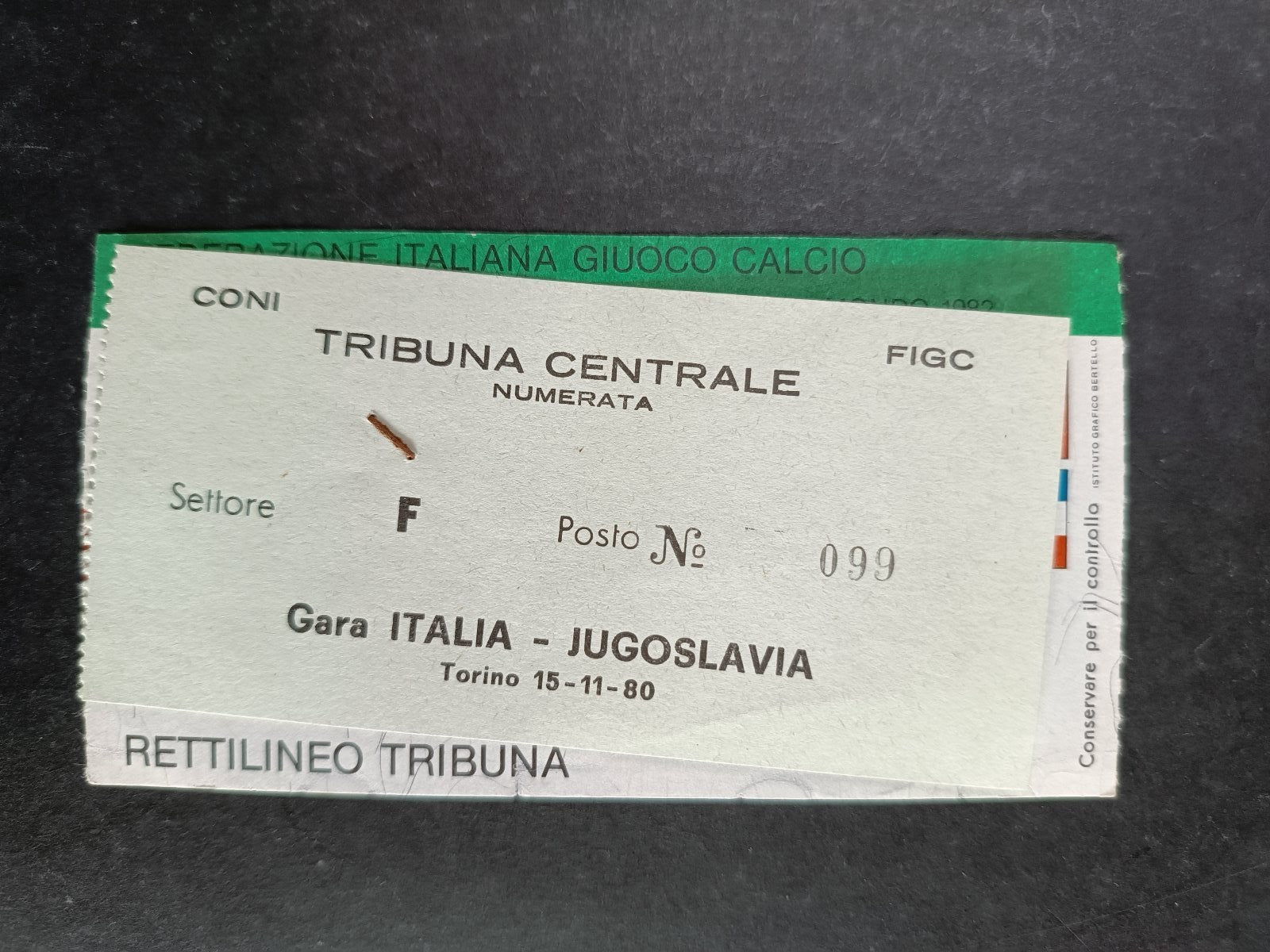 biglietto ITALIA - JUGOSLAVIA - posto 115 - 1982