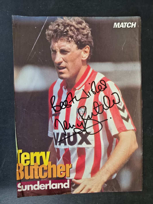 Autografo autograph originale su ritaglio Terry Butcher Sunderland