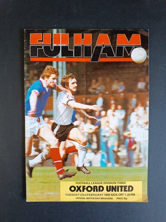 programma calcio Fulham Oxford United 1982