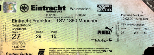 biglietto stadio EINTRACHT FRANKFURT - TSV 1860 MUNCHEN