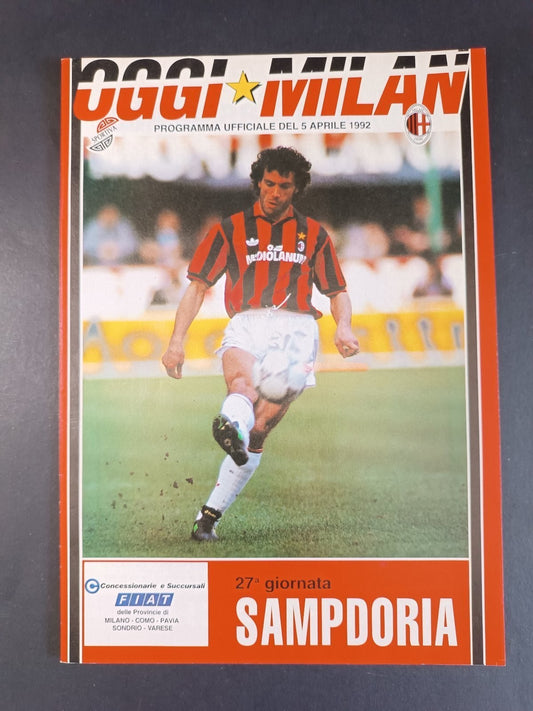 programma ufficiale OGGI MILAN 5 aprile 1992 Sampdoria 27� Donadoni