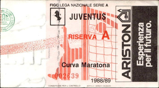 Biglietto stadio Juventus Riserva A Lega Nazionale Serie A 1988-89