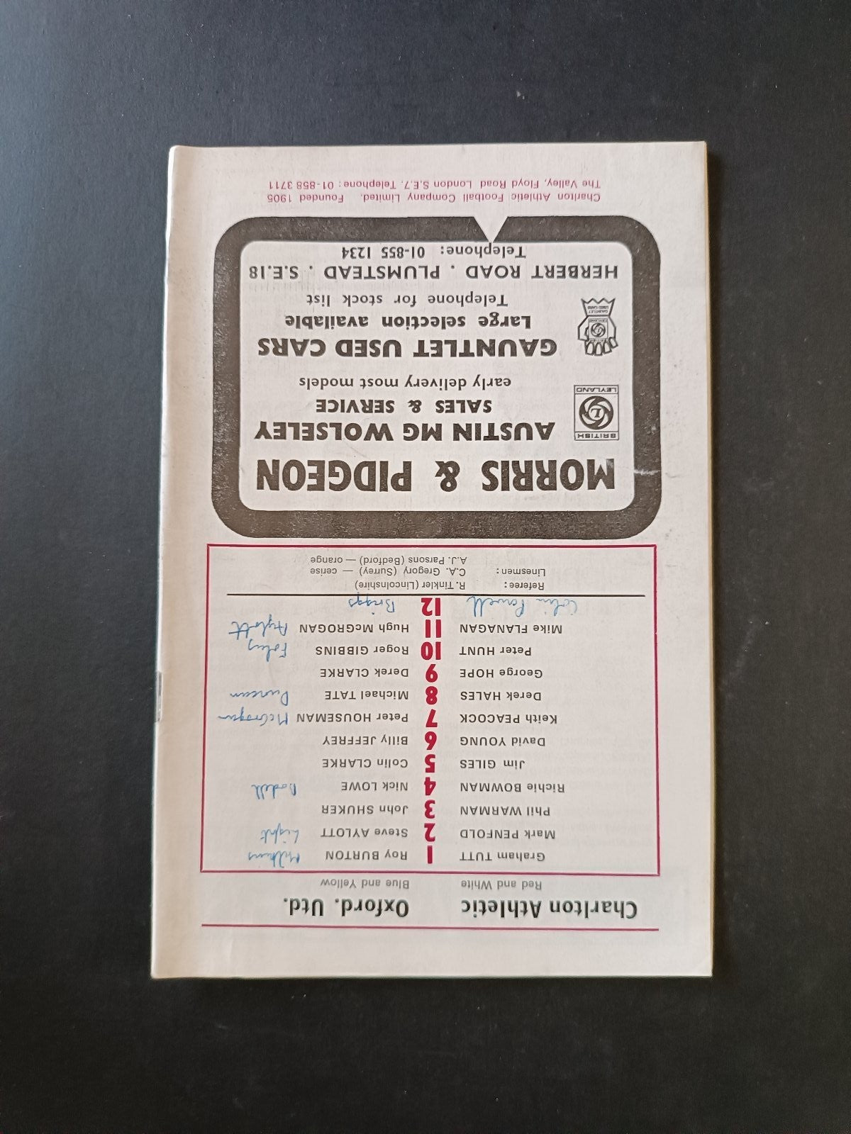 programma calcio Charlton Athletic vs Oxford Utd 975