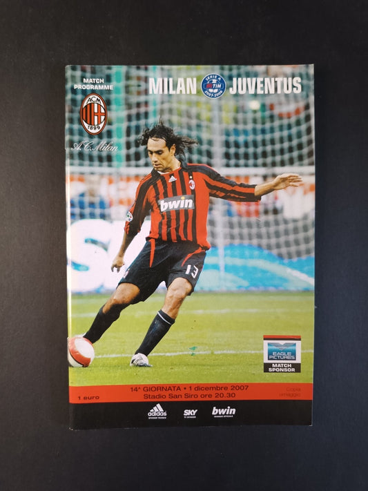 Programma originale  1/12/2007 Milan Juventus campionato serie A