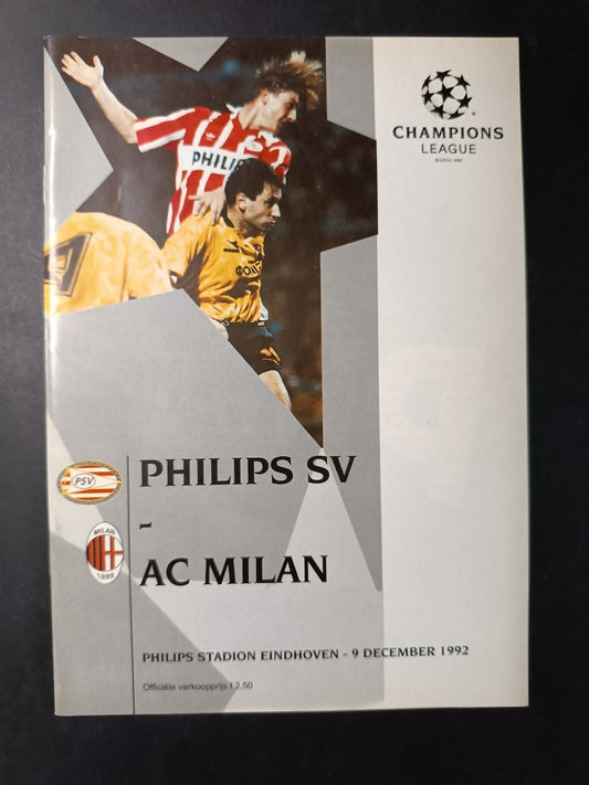 programma Ufficiale Champions League PHILIPS SV MILAN 9 dicembre 1992