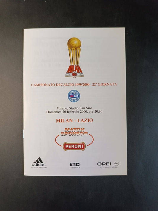 Programma originale 22� giornata stagione 1999/2000 Milan Ac / SS Lazio
