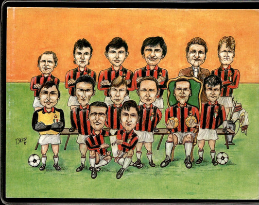 cartolina postcard Calcio Milan Squadra 1993/94 ill. Skjitso Baresi Van Basten