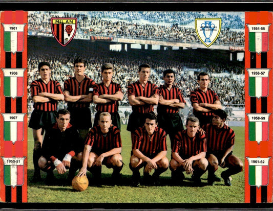 cartolina postcard calcio squadra Milan  1965 Maldini Rivera Trapattoni