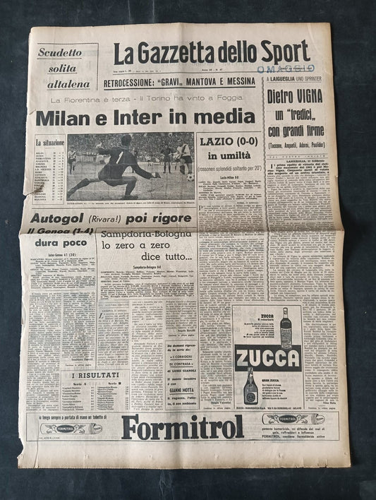Quotidiano LA GAZZETTA DELLO SPORT n 47 22/02/1965 Vigna