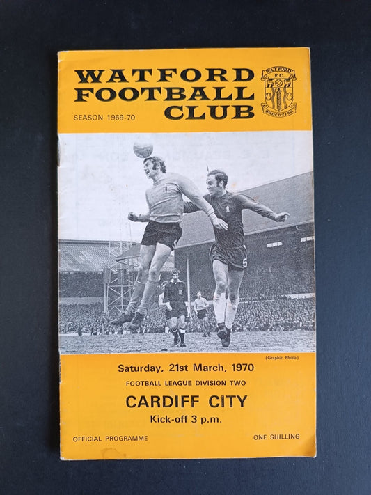 programma calcio Watford Football Club 1970 Cardiff City