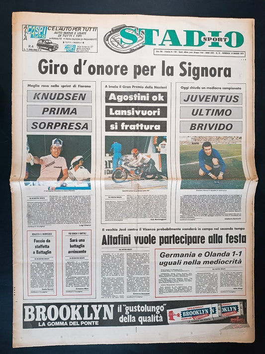 Quotidiano Sportivo STADIO SPORT  numero 19 anno 1975 - Agostini