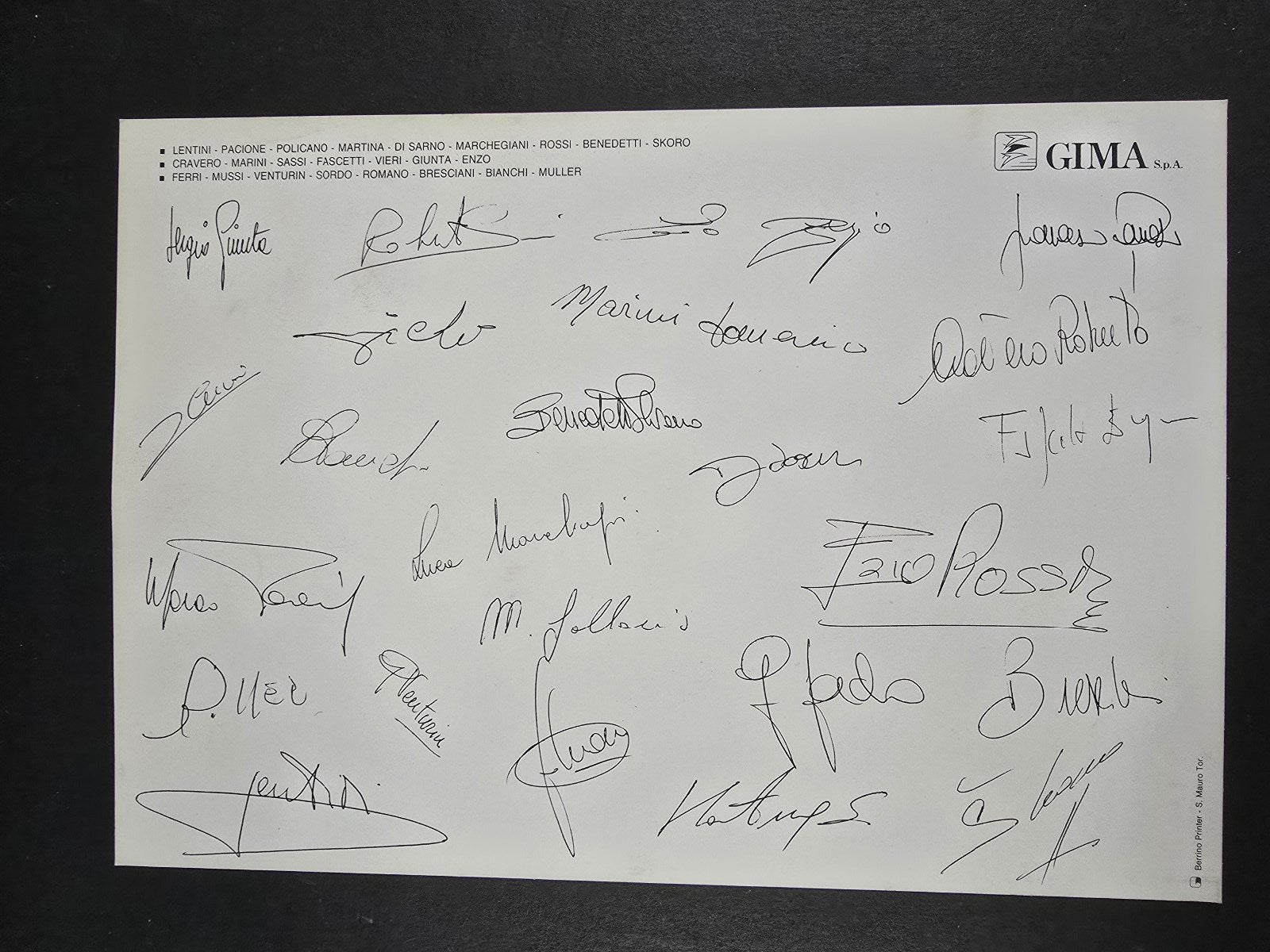 cartolina ufficiale TORINO CALCIO 1989/90 Adidas Indesit autografi stampati
