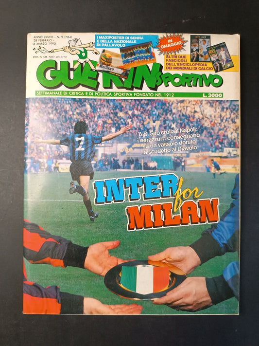 Rivista GUERIN SPORTIVO numero 9 anno 1990 Senna/Naz. Pallavolo (con poster)