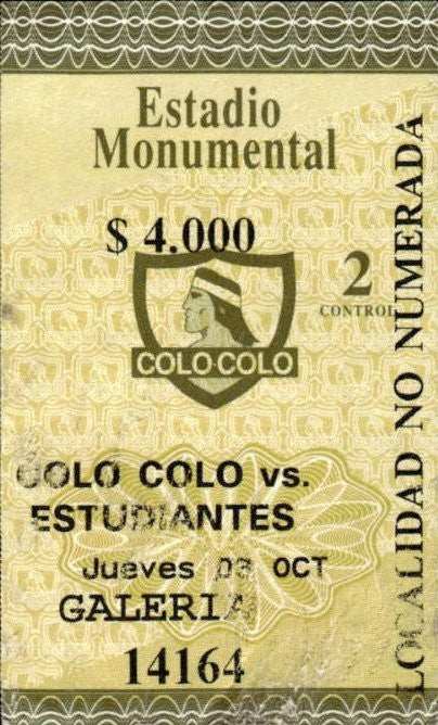 biglietto stadio COLOCOLO VS ESTUDIANTES