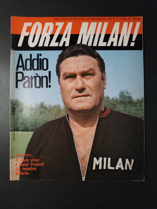 rivista FORZA MILAN - Milan Clubs - anno 1979 n 3 Paron