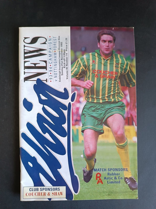 programma calcio Albion vs Nottingham Forest 1993