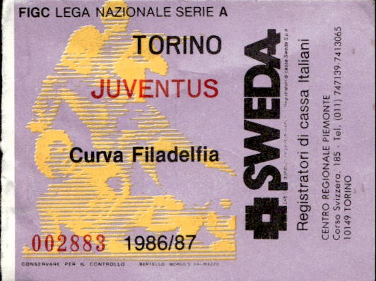 Biglietto stadio Torino-Juventus Lega Nazionale Serie A 1986-87
