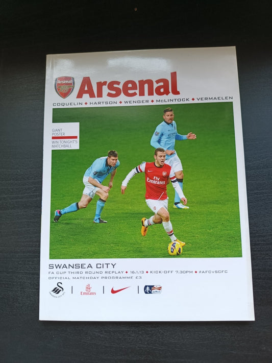programma calcio Arsenal V Swansea City  16th 2013