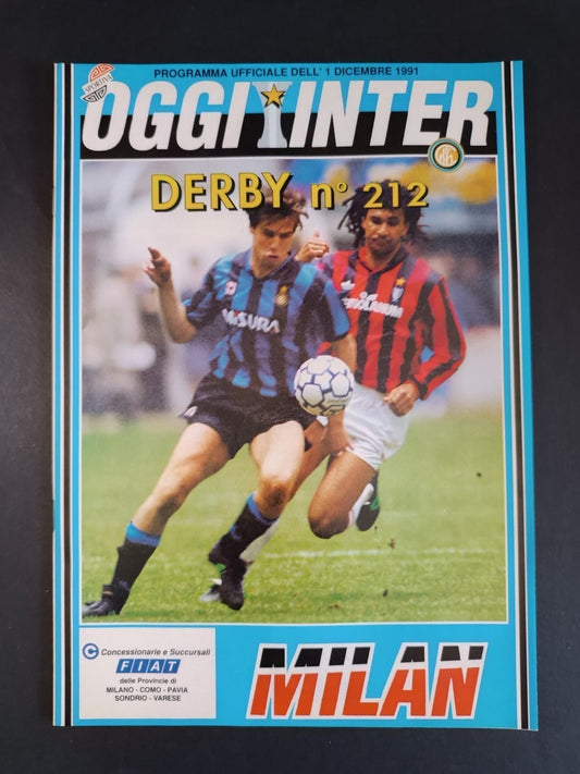 programma ufficiale OGGI INTER 1 dicembre1991 - Milan derby  nr 212