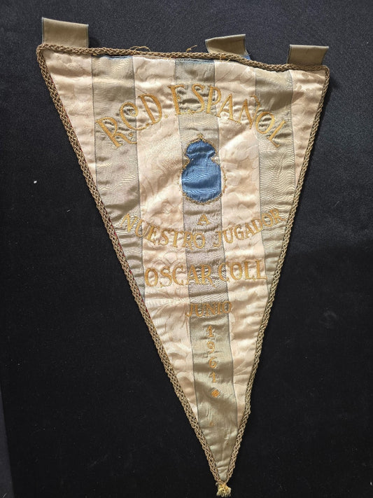 Gagliardetto pennant Banderin ricamato RCD Espanol dedicato Oscar Coll 1961