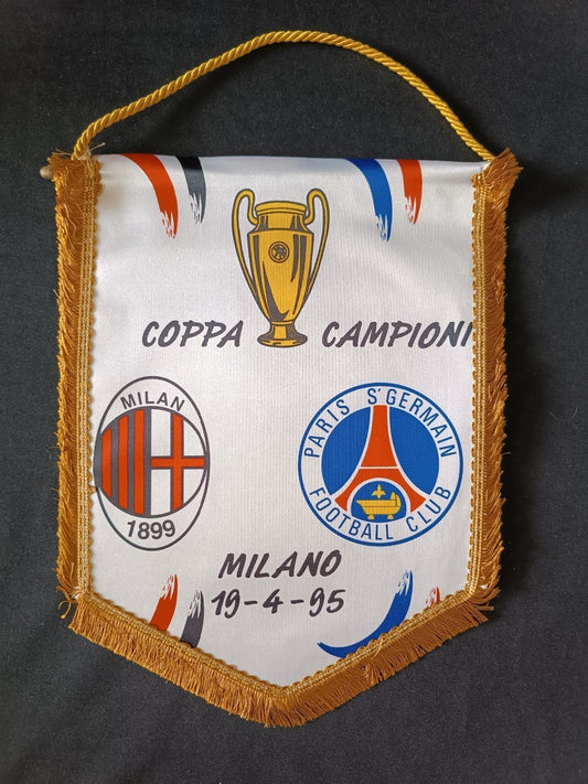 Gagliardetto Pennant Coppa Campioni Milan Paris Saint-Germain 19-4-95 Vintage