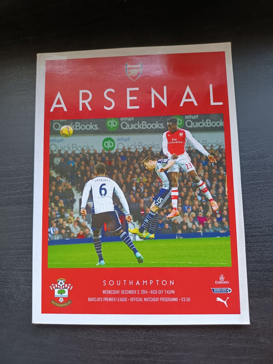 programma calcio Arsenal V Southampton 3rd 2014
