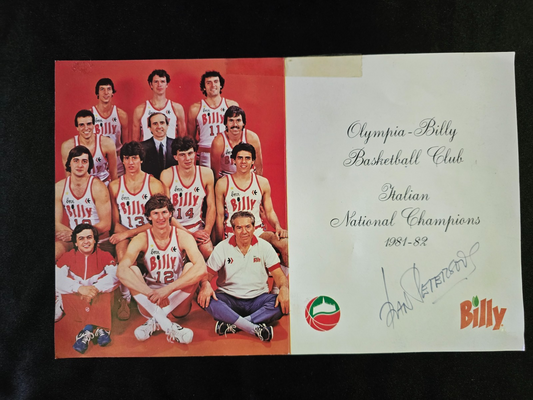 BILLY Olimpia Basket Milano  Campioni d'Italia 1980/81 autografato DAN PETERSON