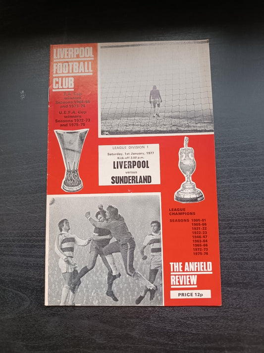 programma calcio  Liverpool V Sunderland 1st 1977