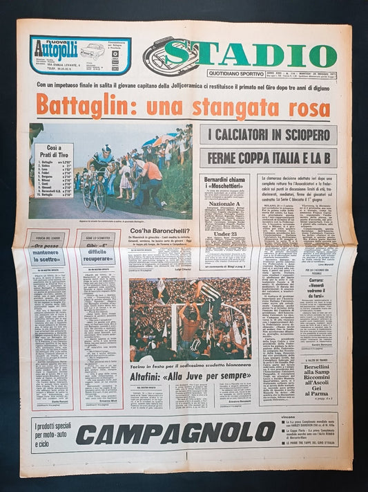 Quotidiano Sportivo STADIO numero 114 anno 1975 - Battaglin