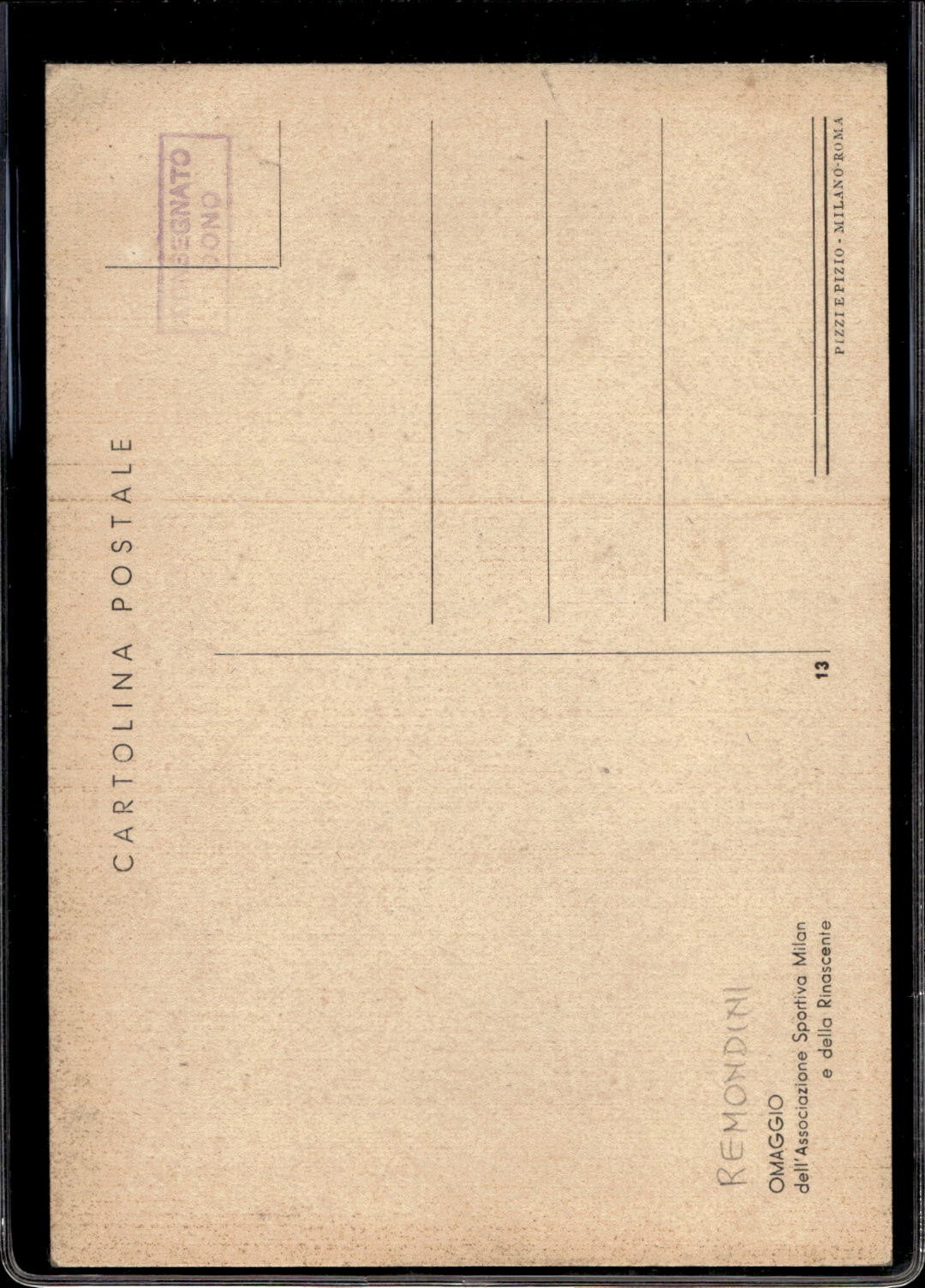 cartolina postcard calcio Milan #13 Remondini