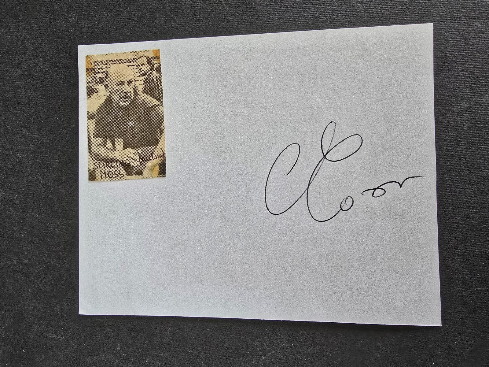 Autografo autograph originale su foglietto  Stirling Moss automobilismo
