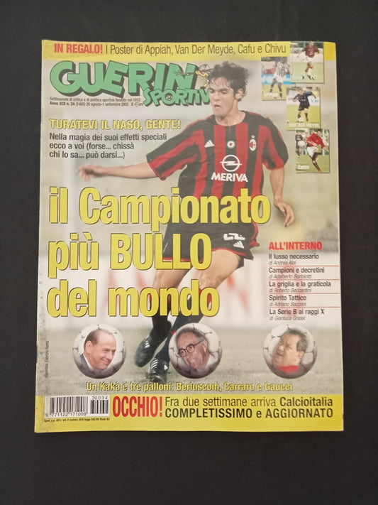 rivista GUERIN SPORTIVO anno 2003 numero 34 - Kaka (con poster)