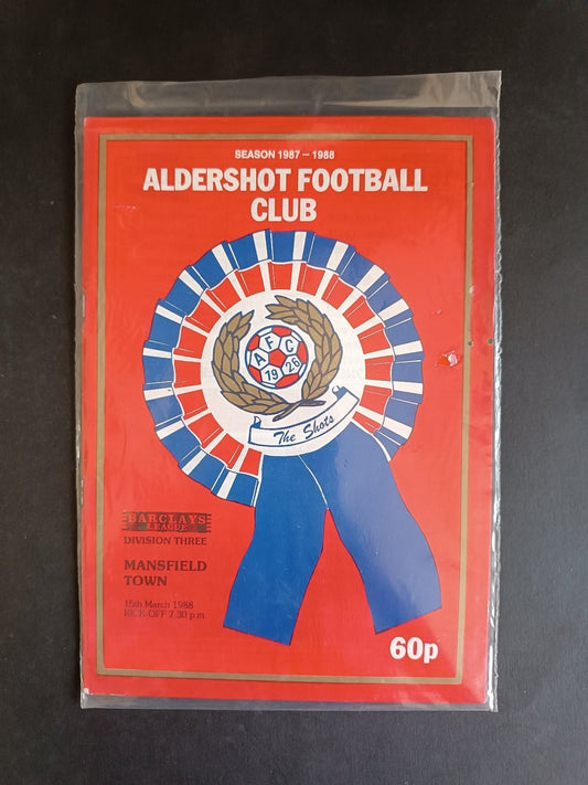 programma calcio Aldershot Fc vs Mansfield Town 1988