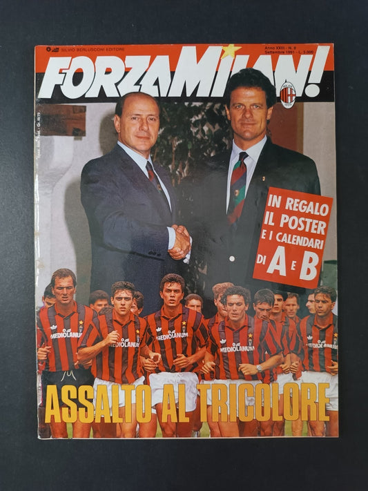 rivista FORZA MILAN - anno 1991 numero 9 Berlusconi e Capello (senza poster)